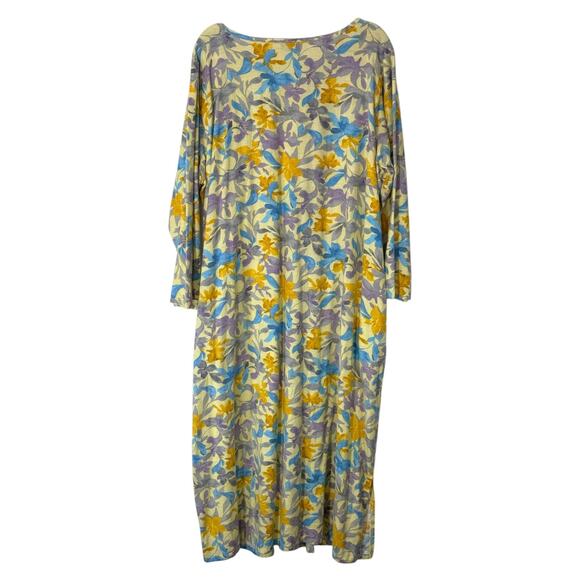 Cozee Corner Long Flannel Nightgown 1X Yellow Floral Maxi Granny Gown Cottage - Picture 10 of 13